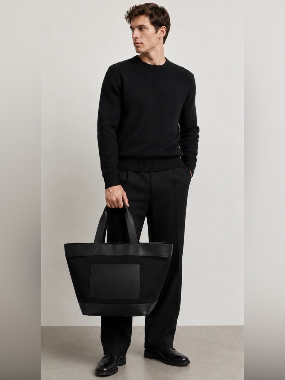 Alexander Wang Primal Leather Canvas Large  Black Tote men like new